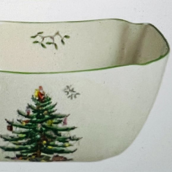 SPODE "Christmas Tree" Large Square 10" Bowl NWT - Picture 3 of 9